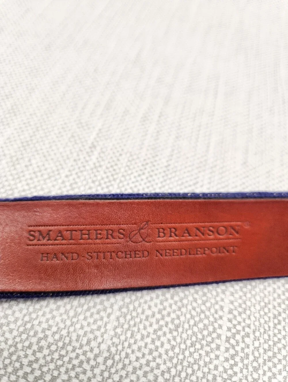 Smathers & Branson Size 40 New England Patriots Belt Needlepoint Hand Stitch